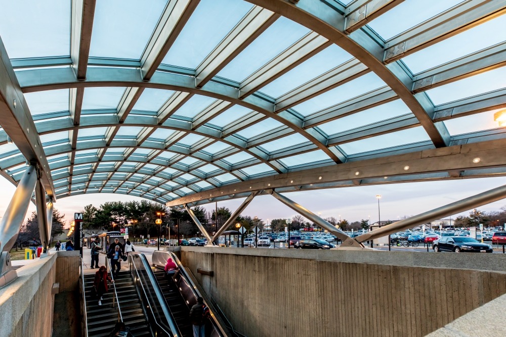 Erected steel canopy structure field photo